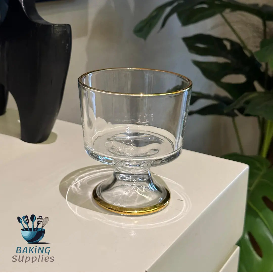 Clear glass with gold rim