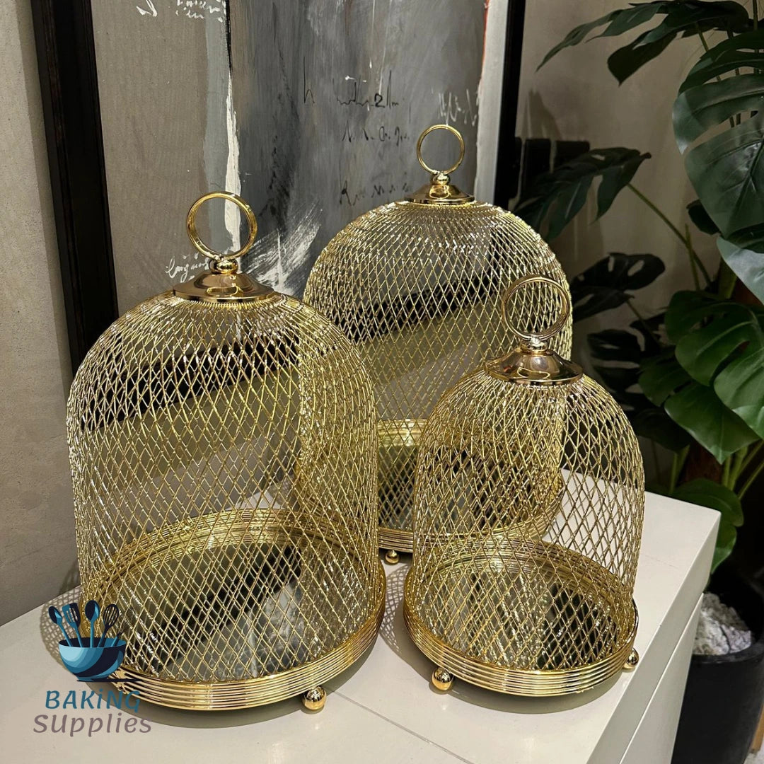 Set of 3 Gold Frame Net Multipurpose Platters