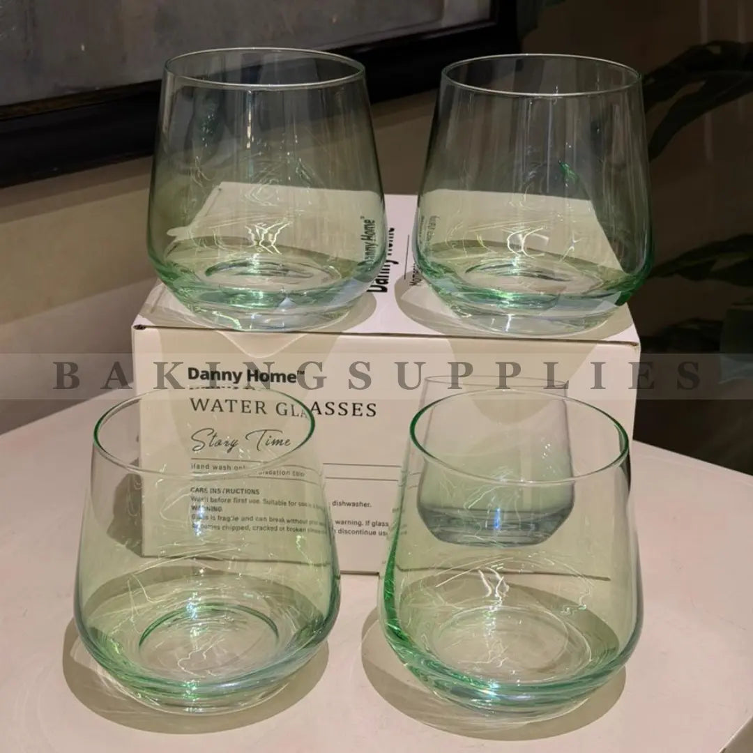 Set of 4 Danny Home Green Rounded Glasses