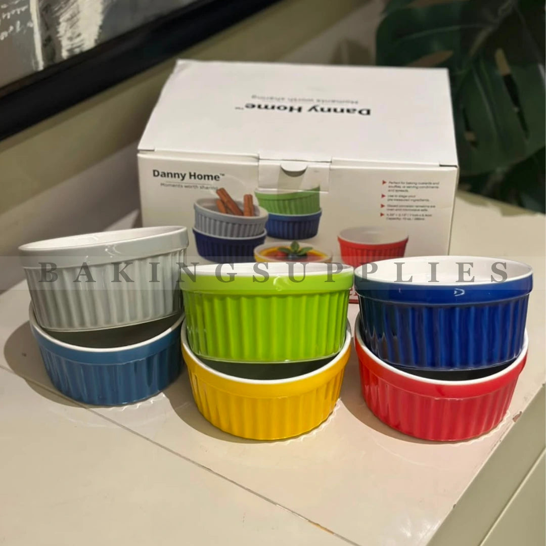 Danny Home Porcelain Ramekins Set of 6 | Oven Safe Baking Bowls
