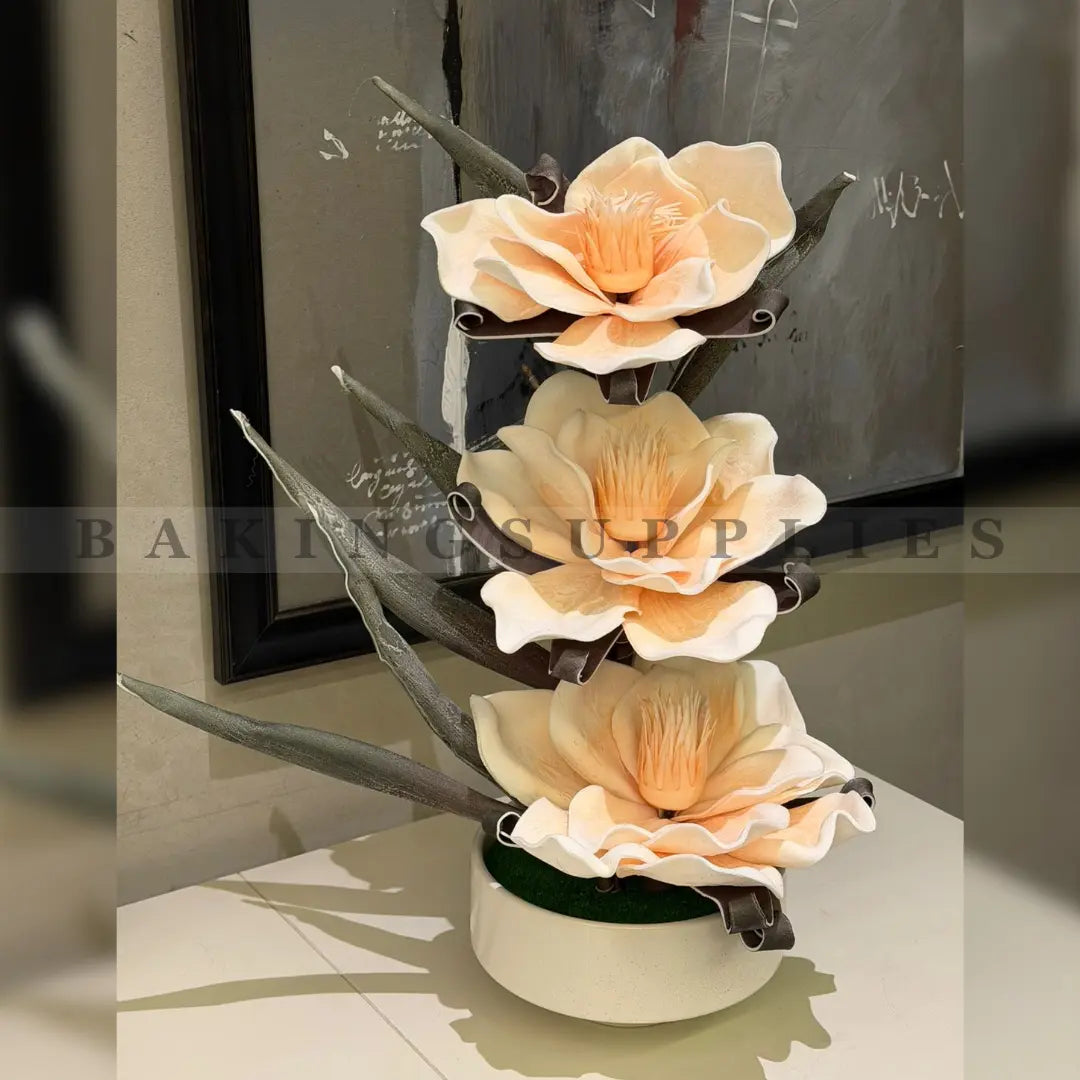 Decorative Faux Magnolia in Ceramic Pot
