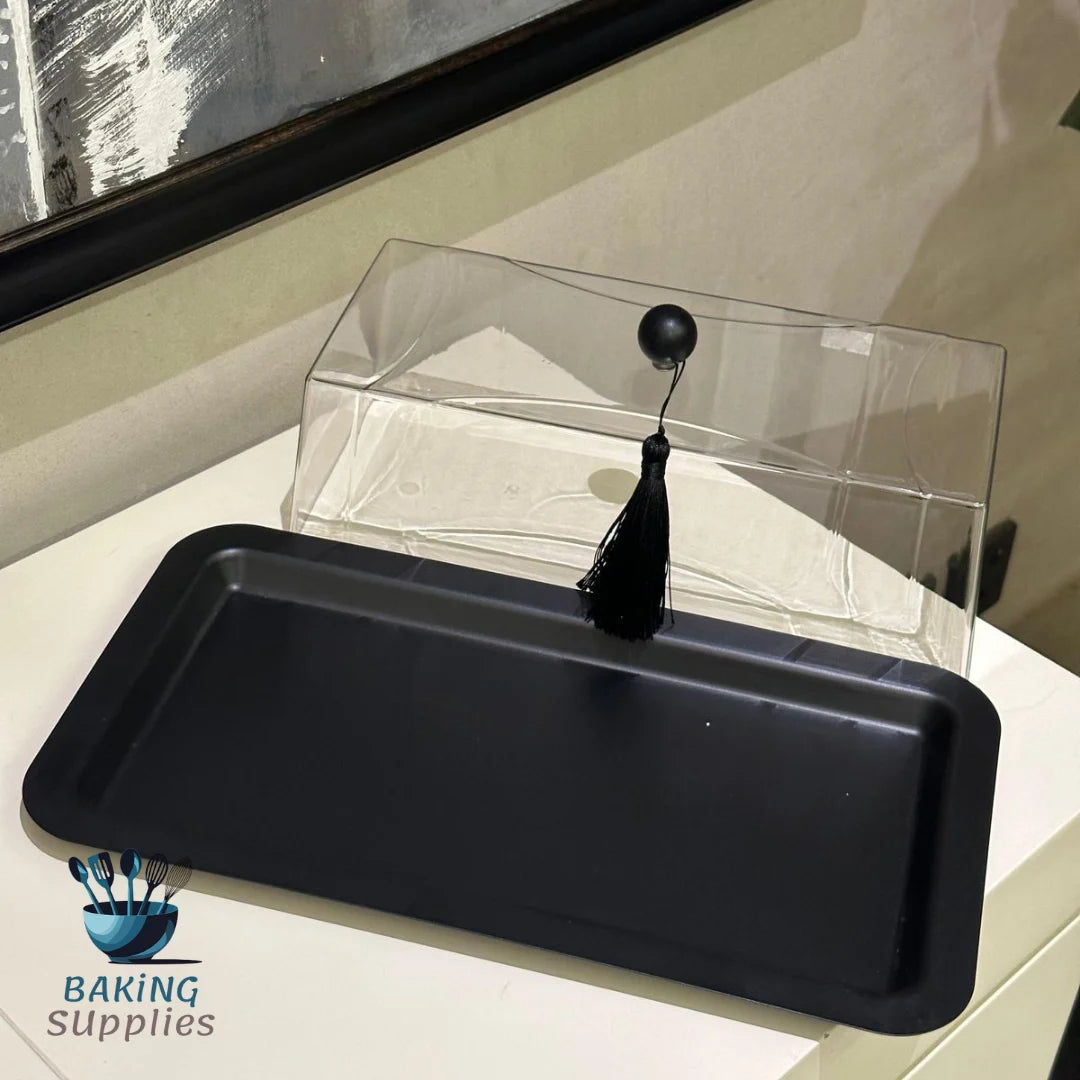 Straight Metal Pastry Platter with Acrylic Dome