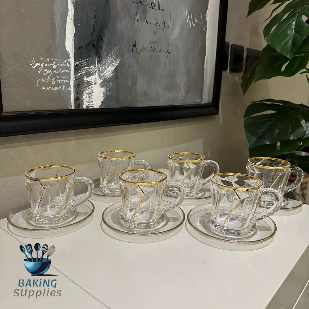 Traditional Glass Kehwa Cup & Plate Set