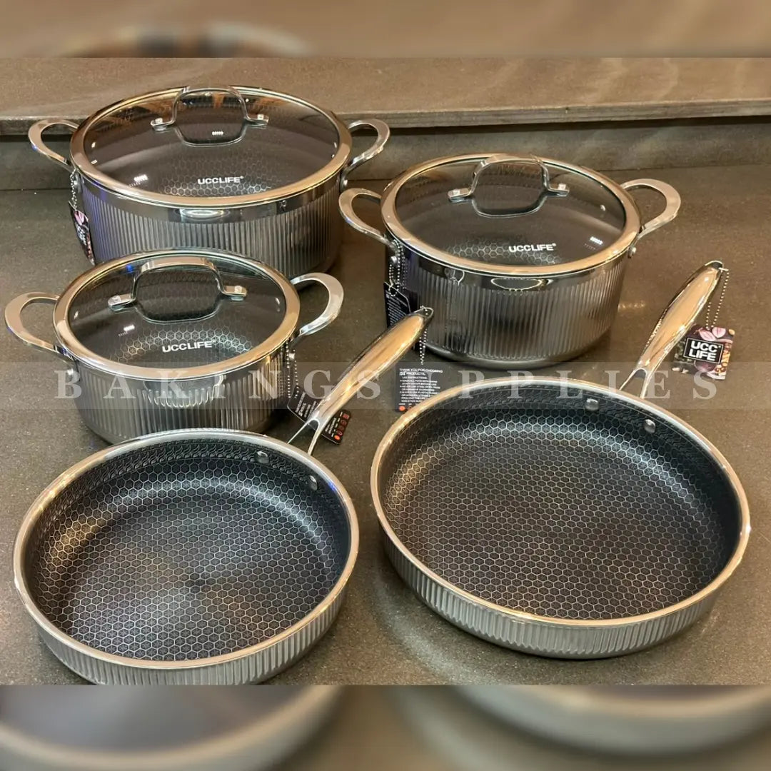 UCC Life 8 Piece Triply Honeycomb Cookware Set