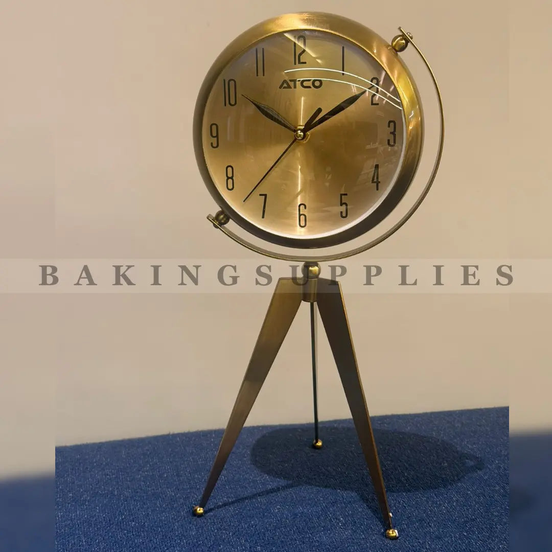 Vintage Dull Gold Tripod Table Clock