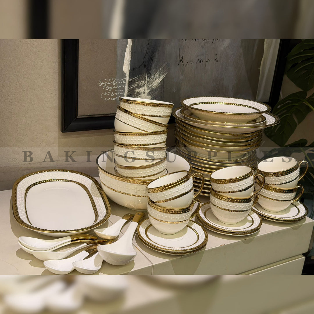 White & Gold 45-Piece Breakfast Set for 6 Persons