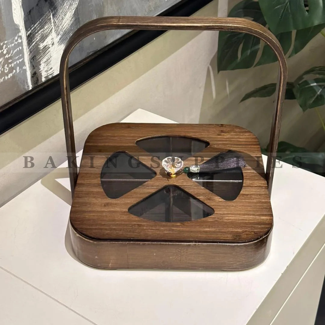 Wooden Dry Fruit Dish – Elegant Natural Wood Serving Tray