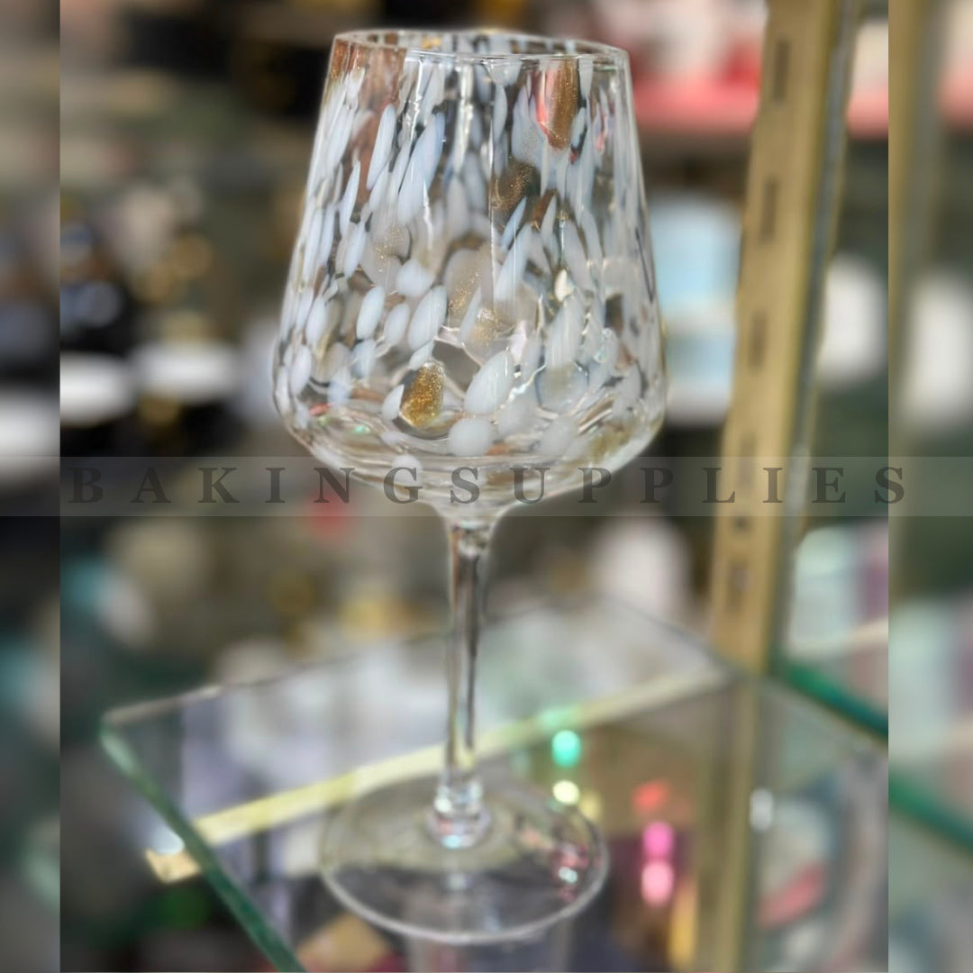 White Gold Speckled Wine Glass Set 6 Pieces