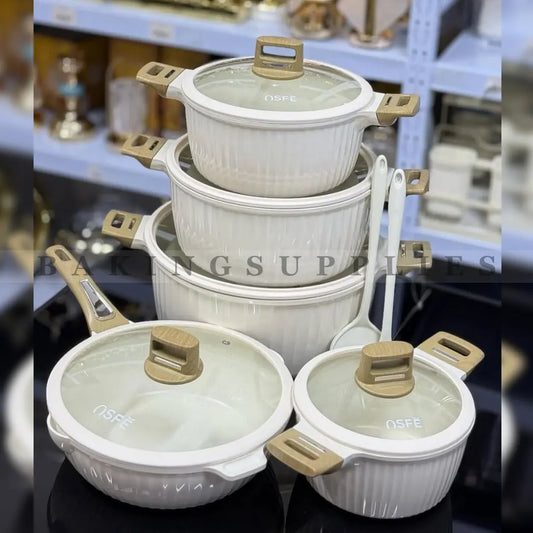 12 Pcs Marble Granite Coated Cookware Set with Glass Lids