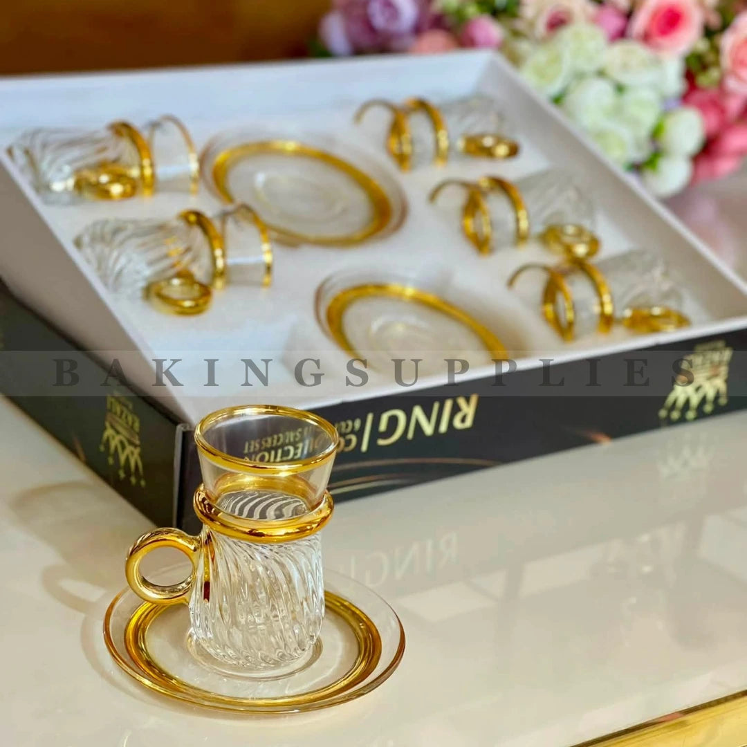 12-Piece Luxury Gold Kawa Cup & Saucer Set