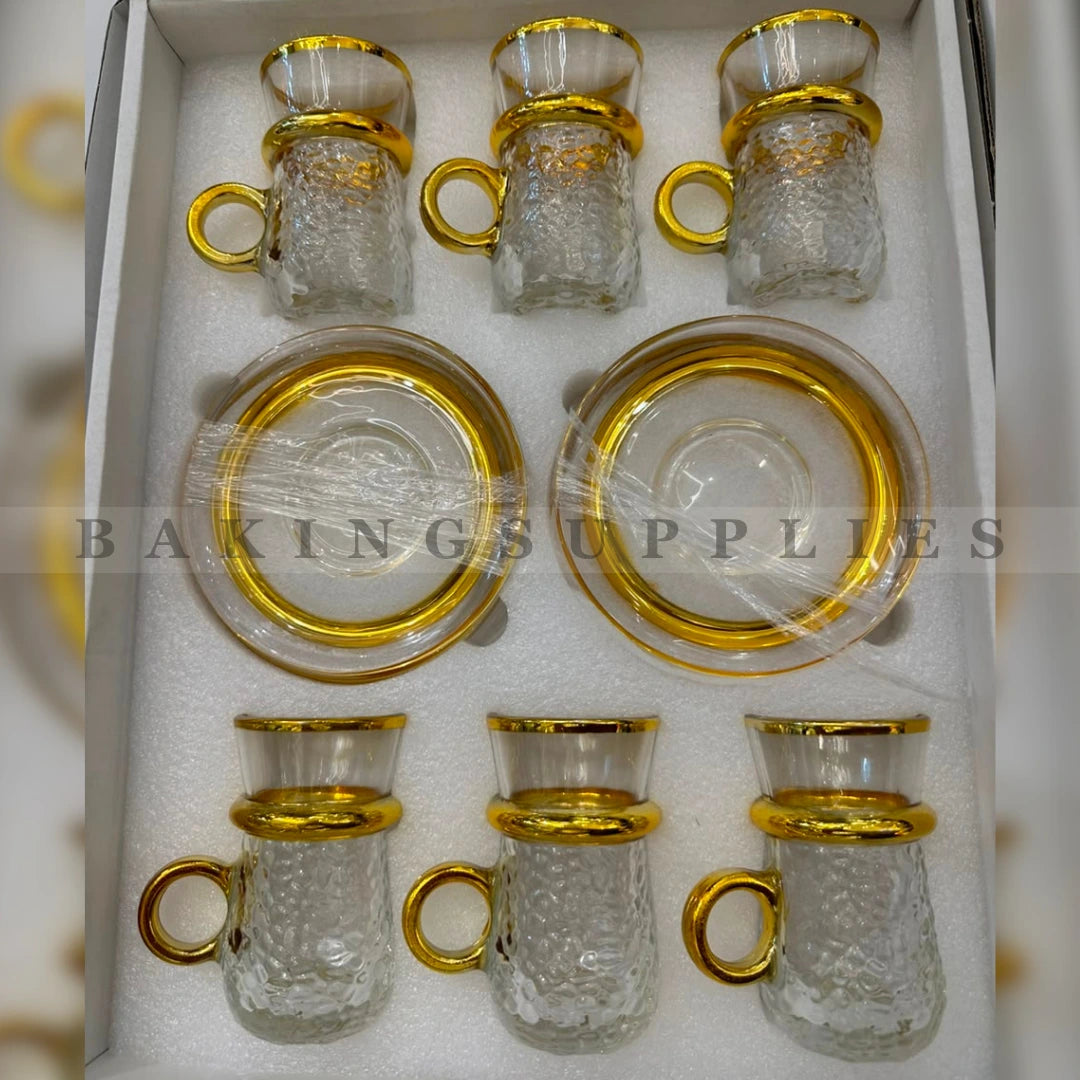 12-Piece Luxury Gold Kawa Cup & Saucer Set