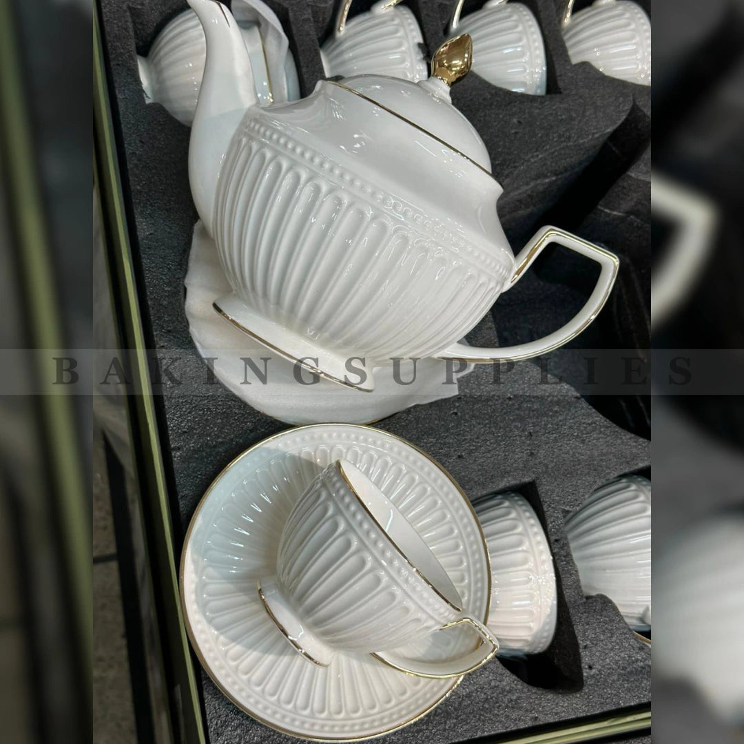 15-Piece White Porcelain Tea Set