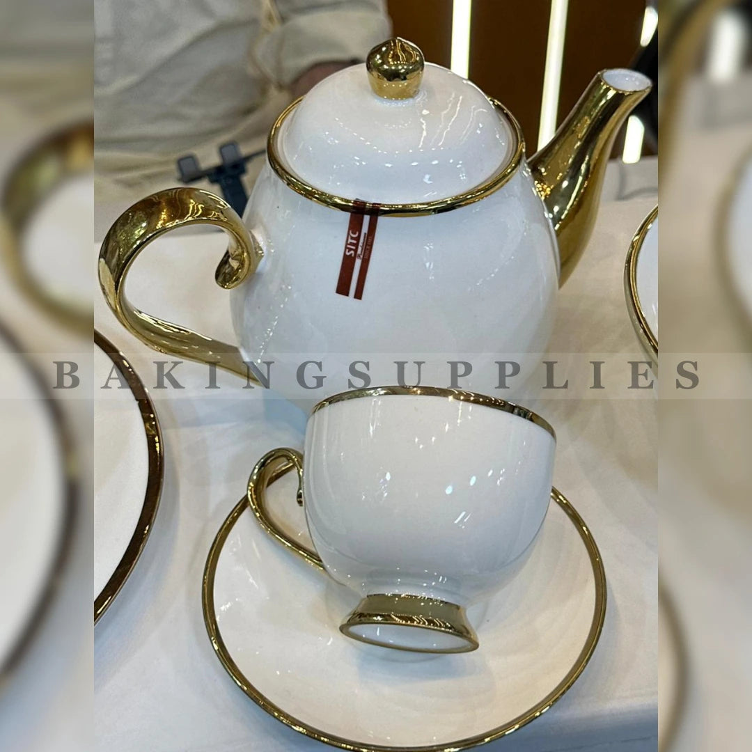 Luxury White & Gold Porcelain 13-Pieces Tea Set