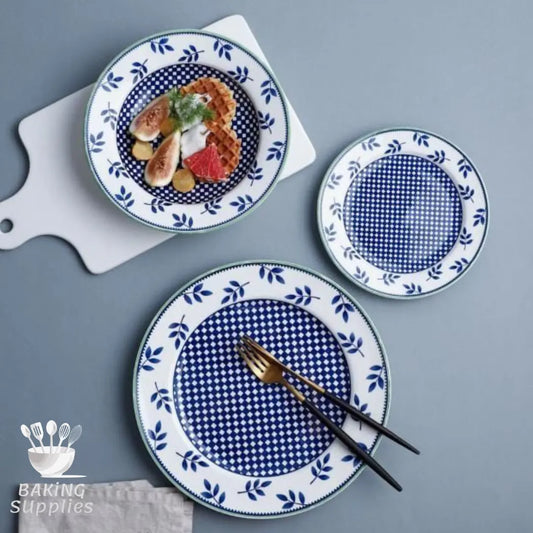 Danny Home 18pcs Dinner Plate Set - Blue & Black