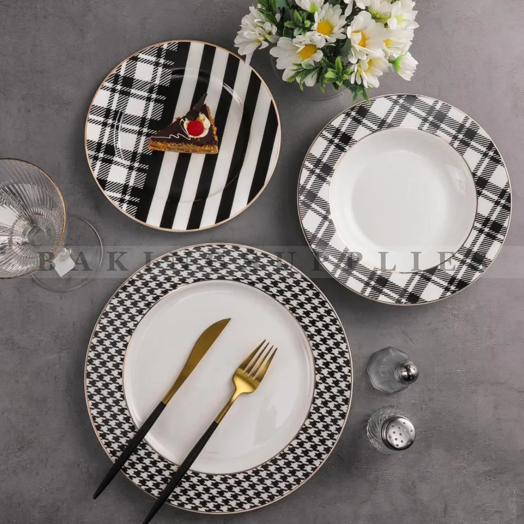 Porcelain Plate Set of 18 Available in 10 Designs