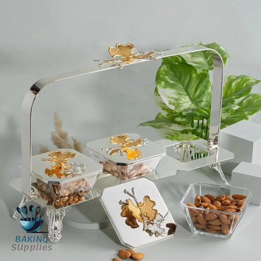 Dry Fruit Platter with Glass Bowls