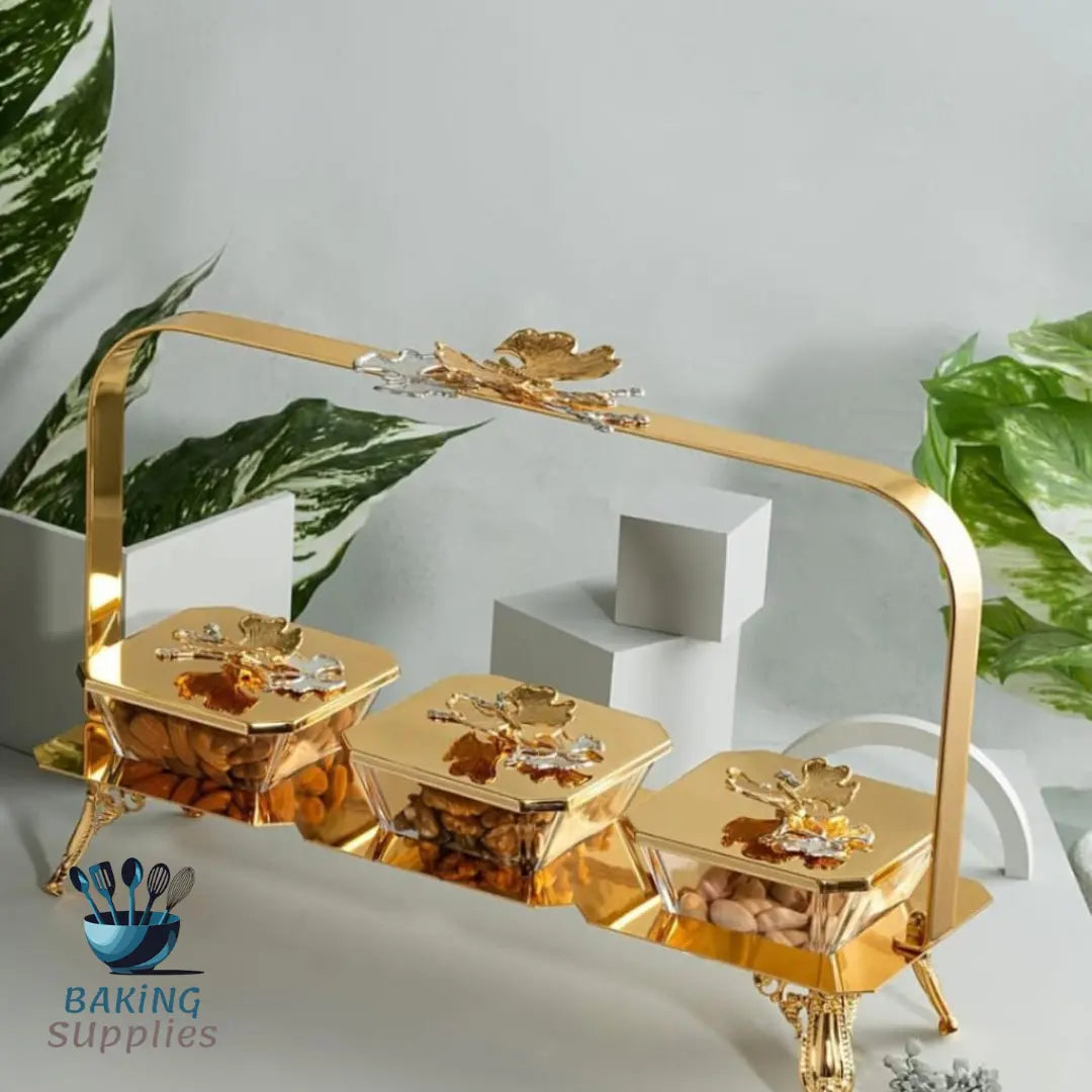 Dry Fruit Platter with Glass Bowls