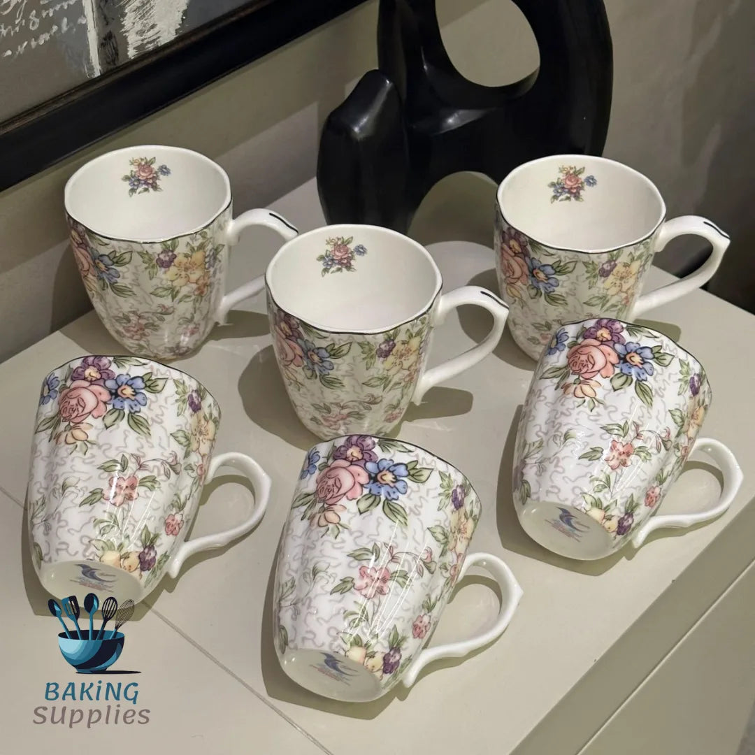 Set of 6 Bone China Mugs – 450 ml Premium Drinkware