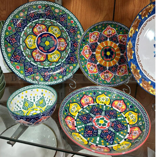 24-Piece Ceramic Dinner Set – Colorful Mediterranean Design
