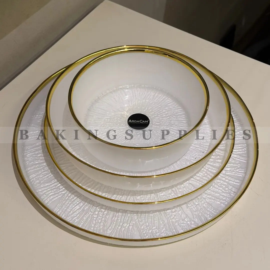 24 pcs White and Gold Plate Set – Serves 6