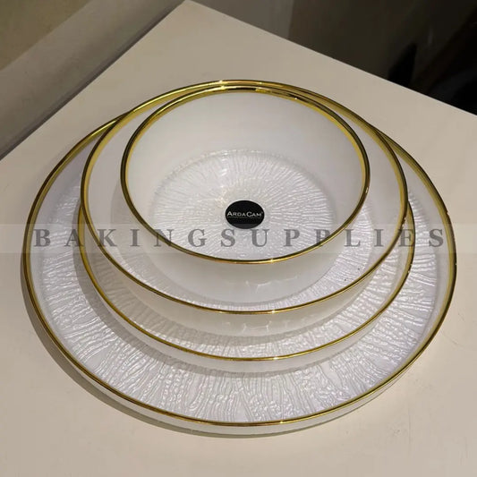 24 pcs White and Gold Plate Set – Serves 6