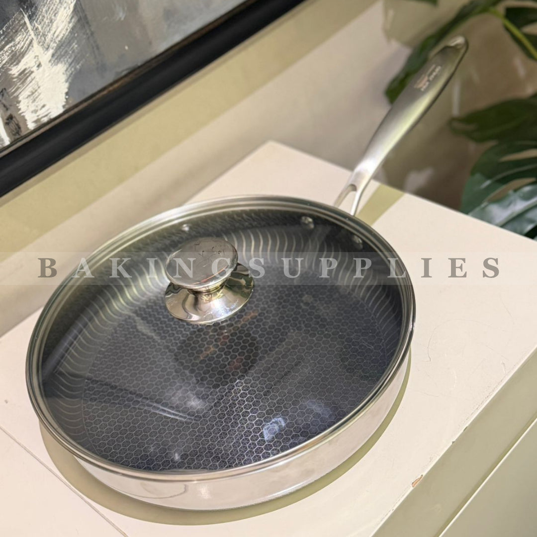 28cm Honeycomb Fry Pan with Glass Lid