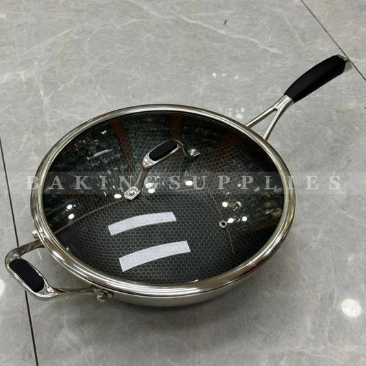 30 CM Honeycomb Non-Stick Fry Pan with Glass Lid