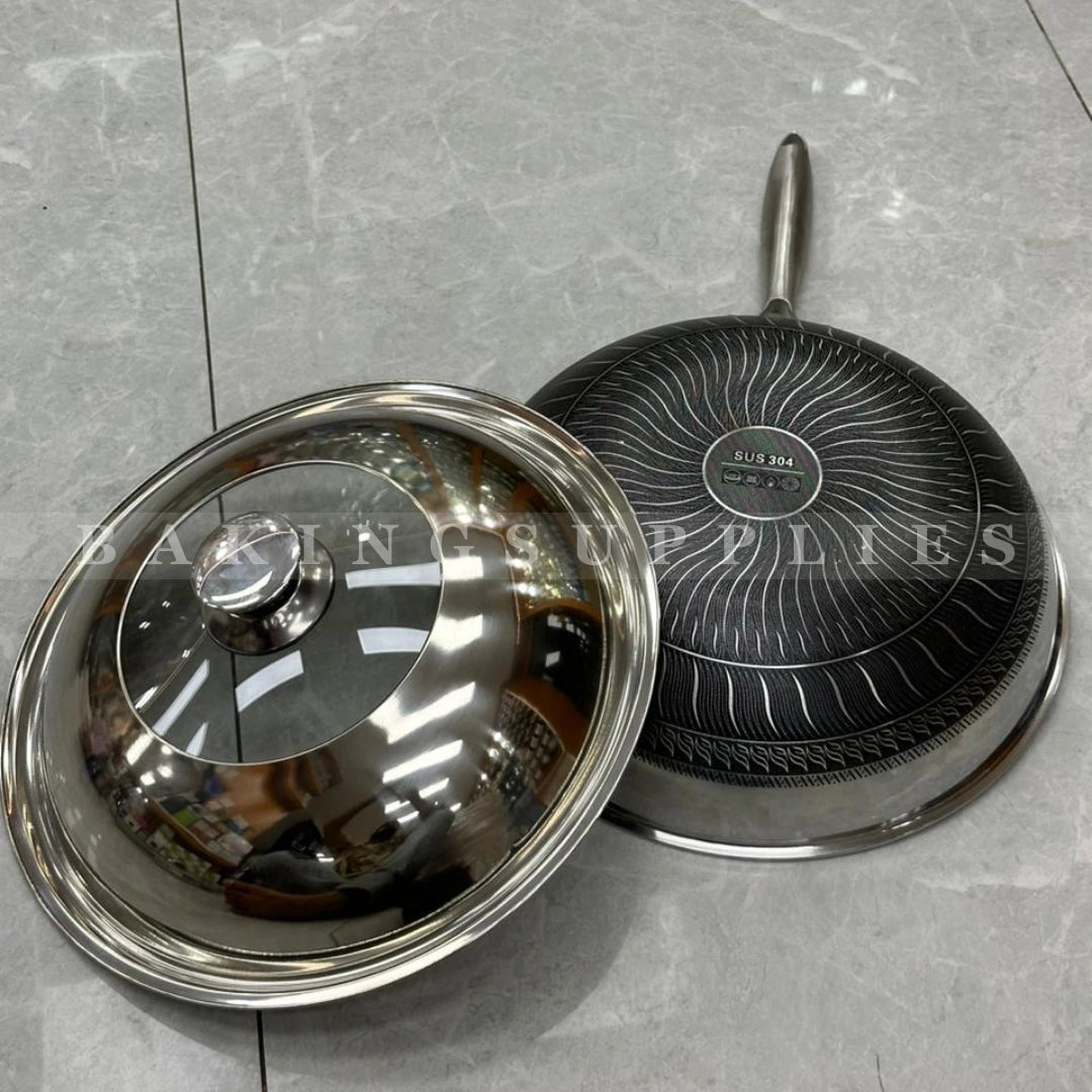 30 CM Premium Honeycomb Deep Fry Pan with Lid