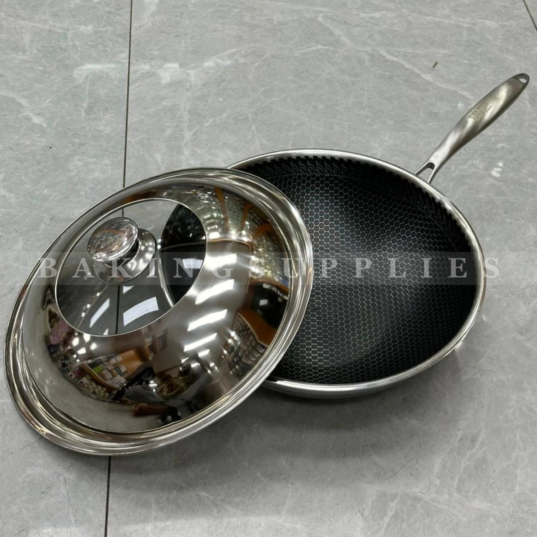 30 CM Premium Honeycomb Deep Fry Pan with Lid
