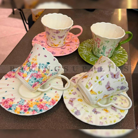 325ml Floral Ceramic Tea & Coffee Cup with Saucer