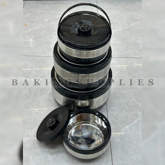 4 Piece Insulated Stainless Steel Hot Pot Set with Lids