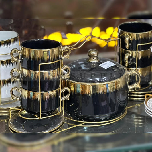 14-Piece Soup Set with Stand – Elegant Serving Collection