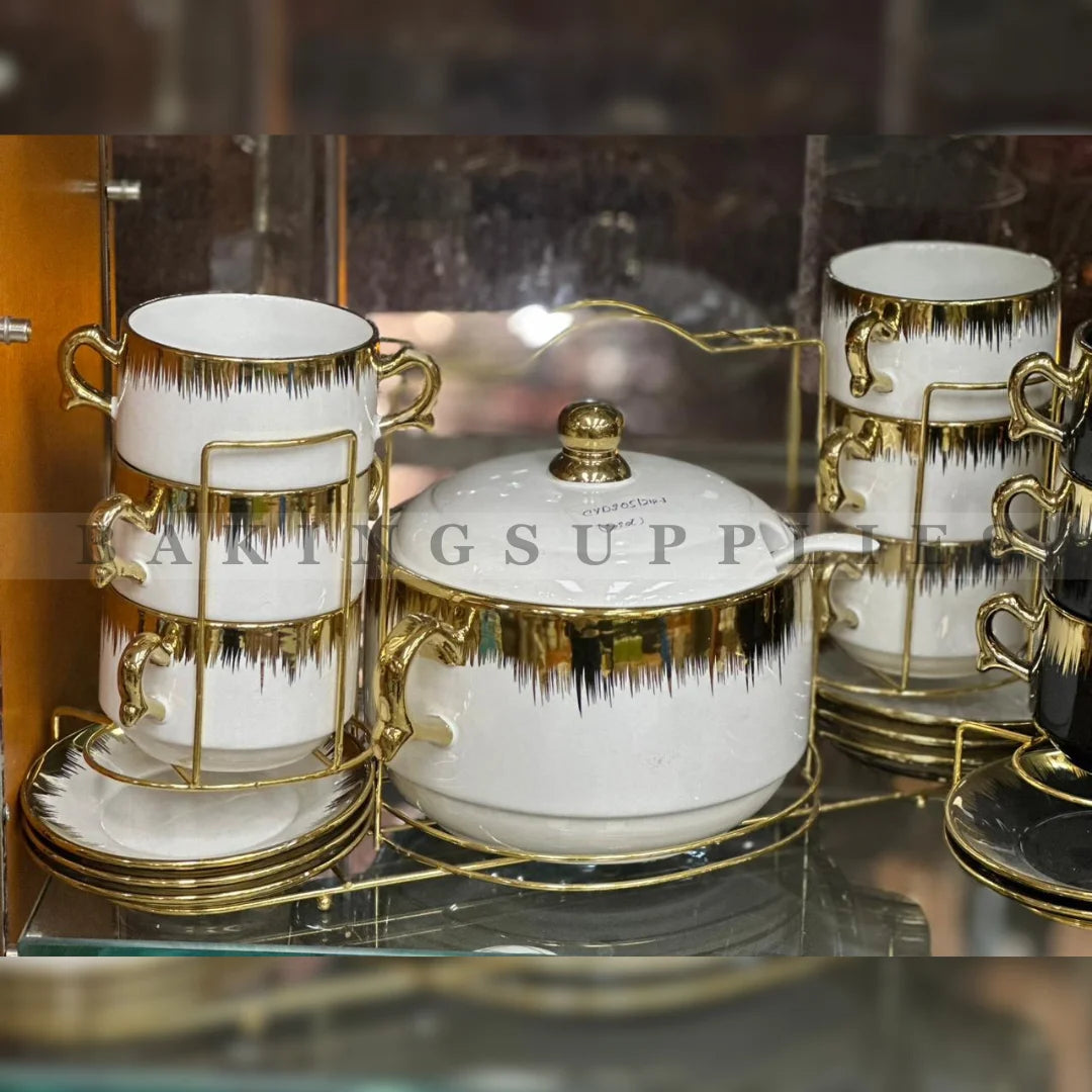 14-Piece Soup Set with Stand – Elegant Serving Collection