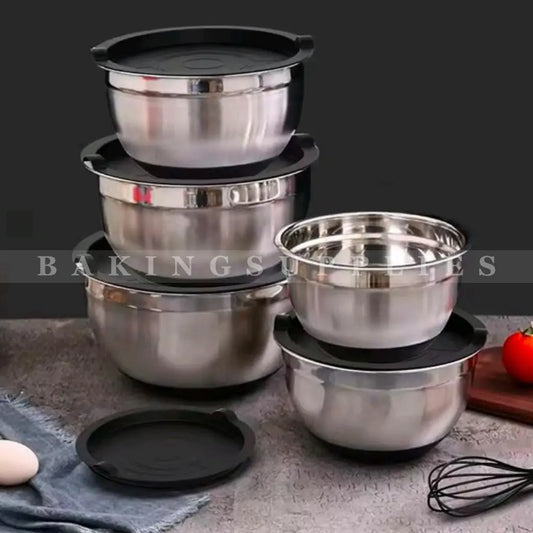 5 Piece Stainless Steel Mixing Bowl Set with Lids