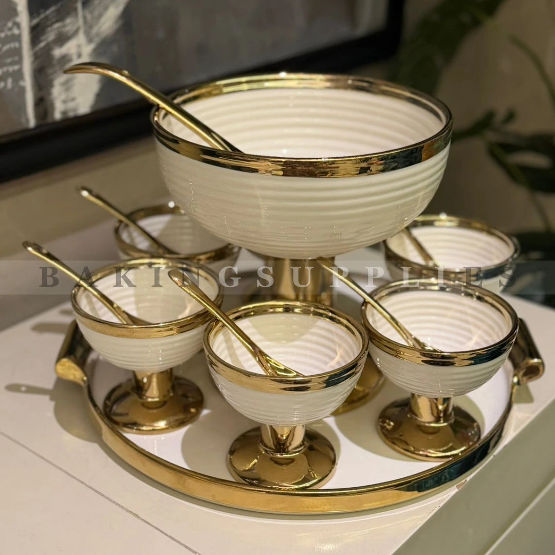 15 Piece Luxury Ice Cream Serving Set with Tray
