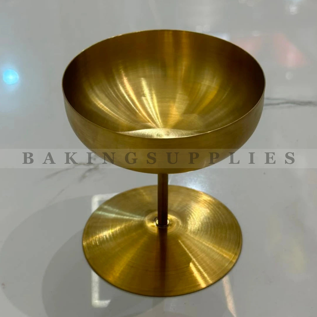 6-Piece Golden Stainless Steel Pedestal Dessert Bowl Set