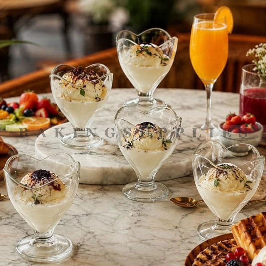 6-Piece Heart-Shaped Glass Dessert Cup Set