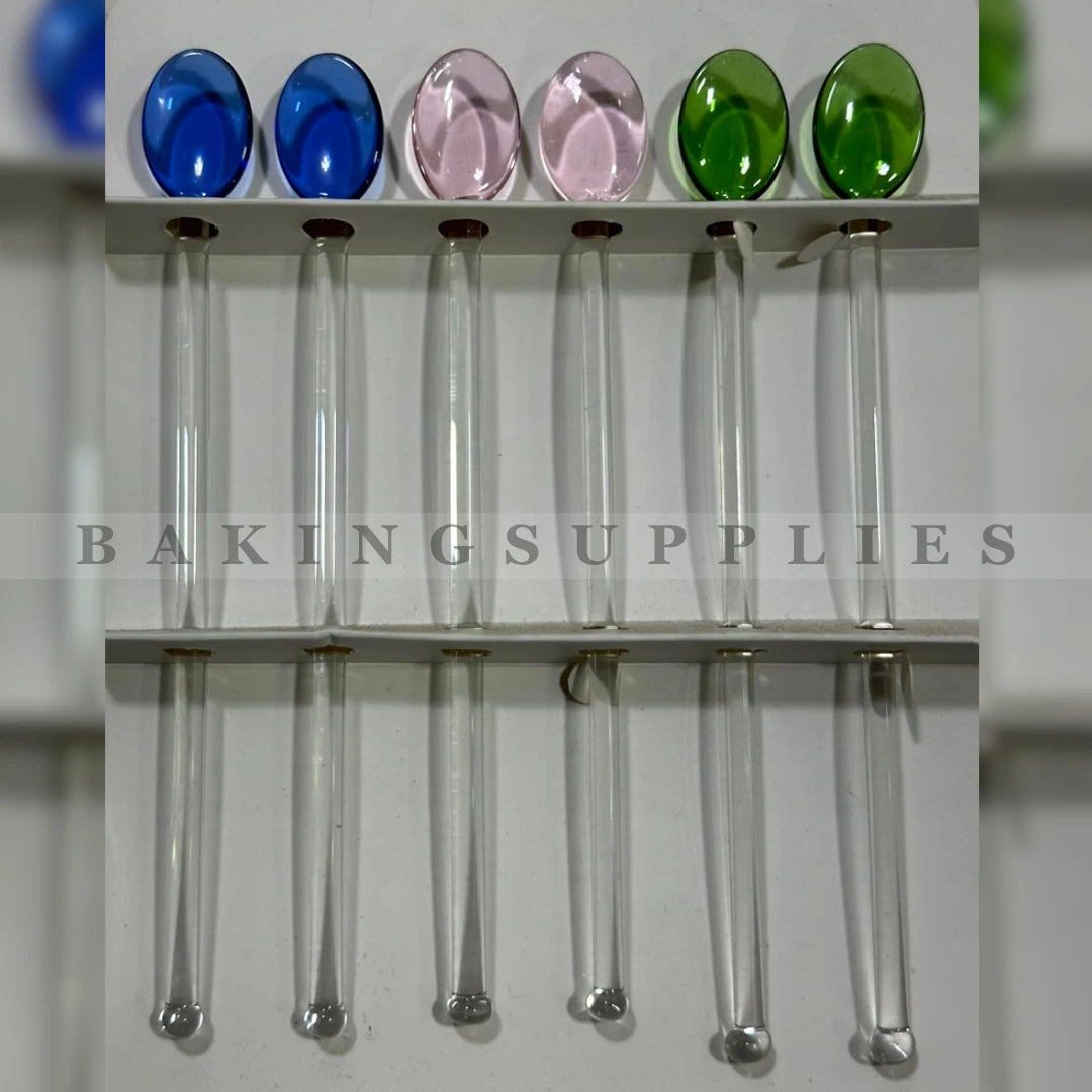 6 Piece Long Glass Ice Cream Spoon Set