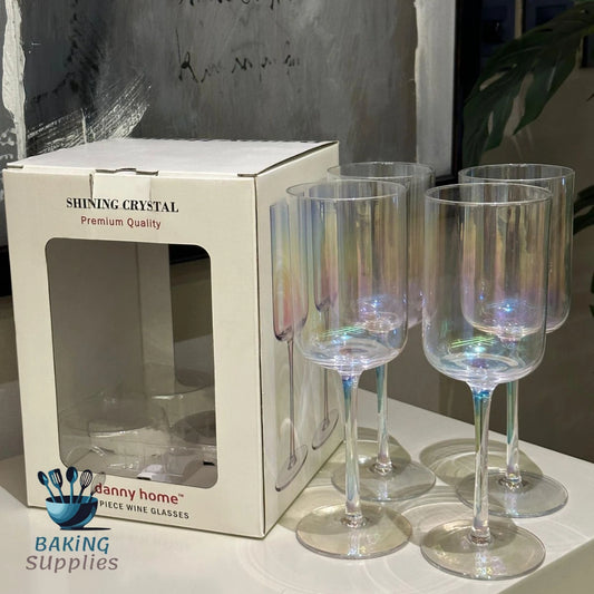 Danny Home Crystal Wine Glass Set – 4 Elegant Stemware Pieces