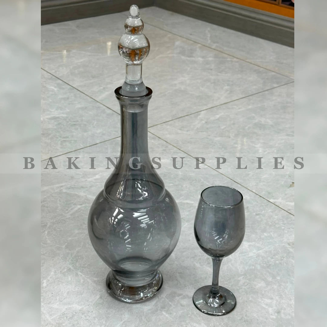 Smoke Grey Glass Decanter Set 7 Pieces