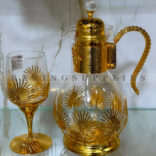 7 Piece Golden Palm Water Set with Jug & Glasses