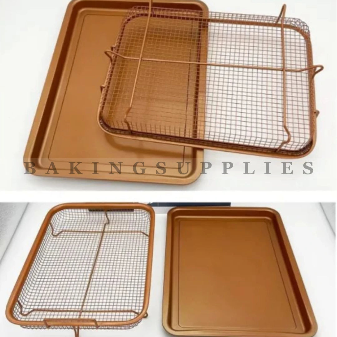 Oven Air Fryer Baking Sheet with Rack Set (Tray + Mesh Basket)