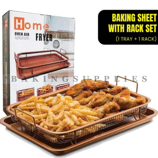 Oven Air Fryer Baking Sheet with Rack Set (Tray + Mesh Basket)
