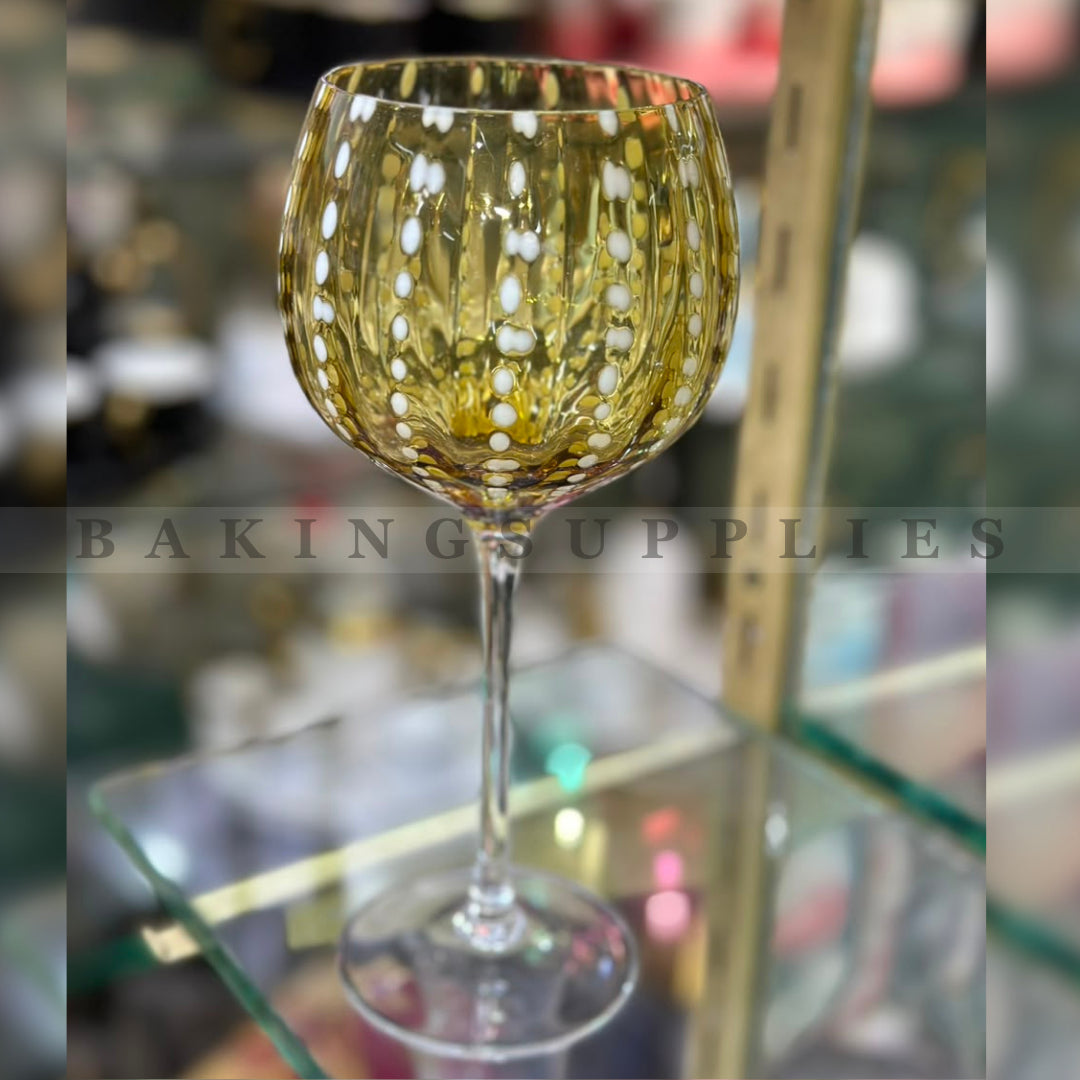 Amber Dotted Wine Glass Set 6 Pieces
