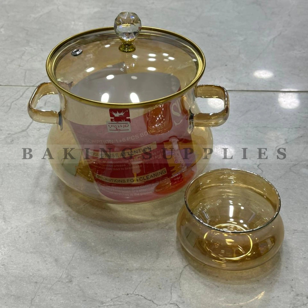 Luxury Crystal Glass Sweet Set 7 Pieces with Lid