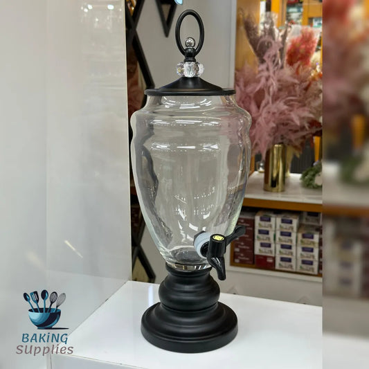 Aurora Glass Beverage Dispenser – Brass Stand & Ice Core
