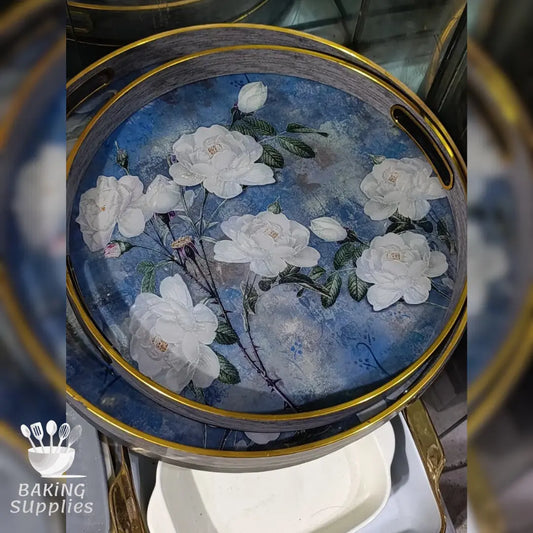 Azure Royale Acrylic Tray Duo with Gold Accents