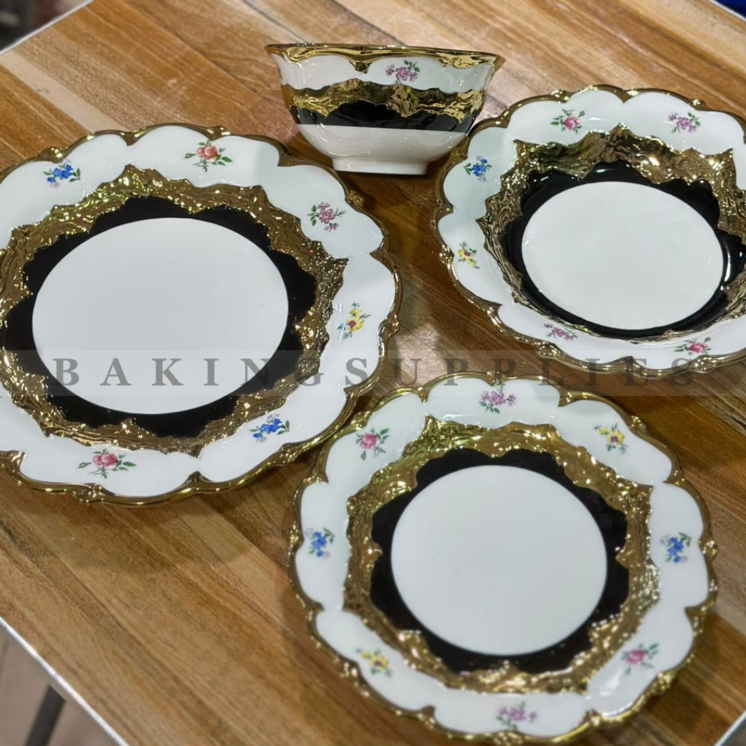Floral Gold Rim Dinner Set 24 Pieces