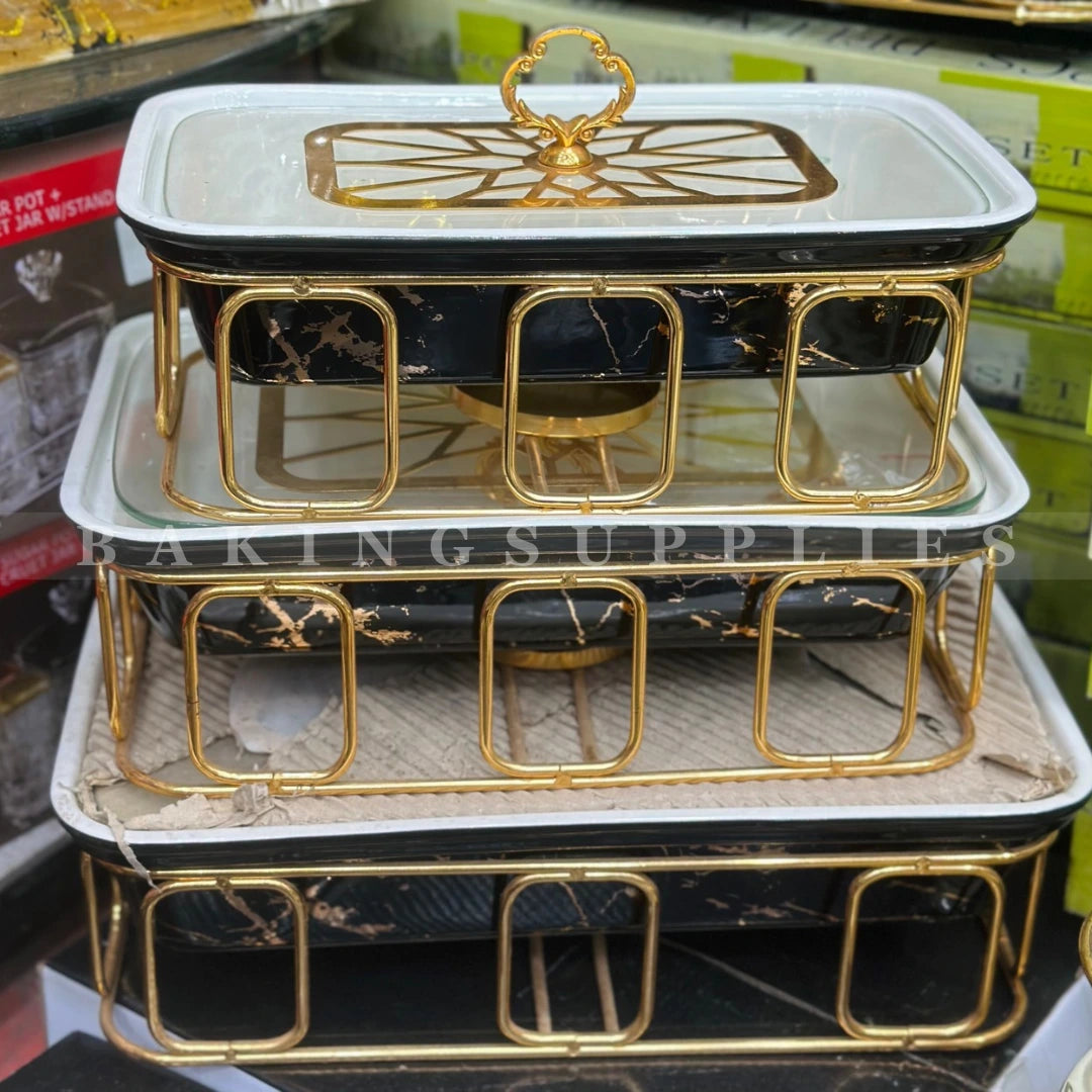 Black Gold Marble Chafing Dish Set of 3