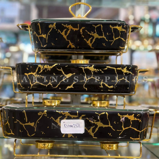 Gold Marble Crackle Chafing Dish Set of 3